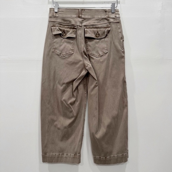 Spanx High Rise Stretch Twill Cropped Wide Leg Pants Tan Large - Picture 5 of 8